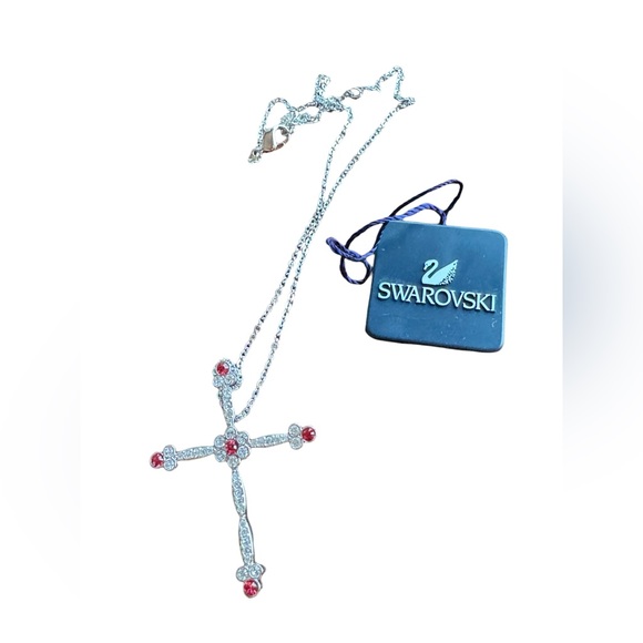 Swarovski Authentic (Swan) Crystal fancy cross necklace Rhodium plated NWT BX - Picture 7 of 7